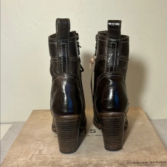 Bed|Stu Izetta | Brown Leather Lace Up Heeled Boots - Picture 4 of 4